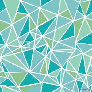 Fototapeta Wektor niebieski zielony geometryczne mozaiki trójkąty powtórzyć bezszwowe tło