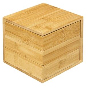 Pudełko na biżuterię, 3 poziomy, bambusowe, 13,5 x 12,5 x 13,5 cm