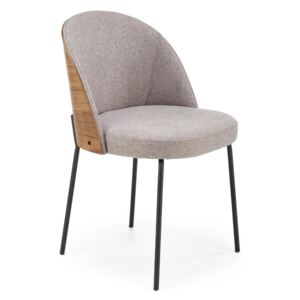 Szare krzesło K451 szare/jasny orzech tapicerowane ze sklejką HALMAR