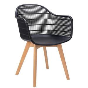 Krzesło na drewnianych nogach z kubełkowym siedziskiem Basket Arm Wood