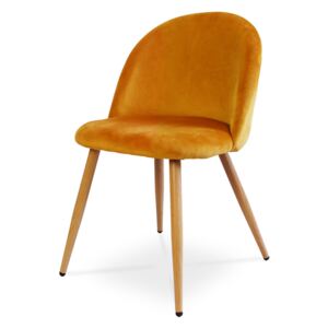 Krzesło tapicerowane SOLO w nowoczesnym stylu - miodowy / noga dąb