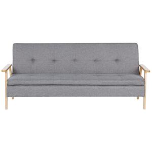 Sofa rozkładana z funkcją spania tapicerowana pikowana jasnoszara Tjorn Beliani