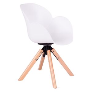 Fotel FLOWER 360 biały - PP/ podstawa drewniana, obrotowa