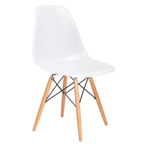 Krzesło DSW GLOSS białe - polipropylen, podstawa bukowa