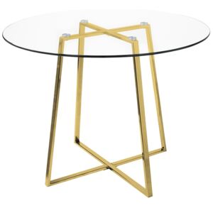 Stół CARAT GLASS 100 - metal, szkło, złota podstawa