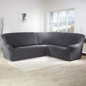 Super streczowe pokrowce GLAMOUR szare kanapa narożnikowa (sz. 350 - 530 cm)