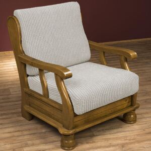 Super streczowe pokrowce GLAMOUR śmietankowe fotel z drewnianymi bokami (sz. 60 - 80 cm)