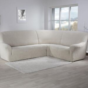 Super streczowe pokrowce GLAMOUR śmietankowe kanapa narożnikowa (sz. 350 - 530 cm)