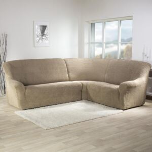 Super streczowe pokrowce GLAMOUR orzeszkowe kanapa narożnikowa (sz. 350 - 530 cm)