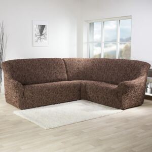 Super streczowe pokrowce 3D FUSTA brązowy kanapa narożnikowa (sz. 340 - 540 cm)