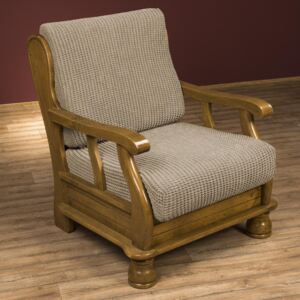 Super streczowe pokrowce GLAMOUR orzeszkowe fotel z drewnianymi bokami (sz. 60 - 80 cm)