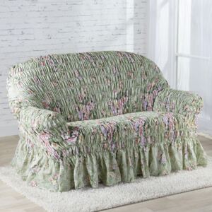 Napinające pokrowce z falbaną FIORELA zielone kanapa trzyosobowa (sz. 170 - 200 cm)