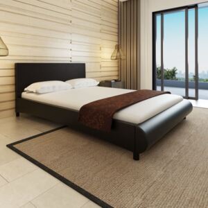 Łóżko z materacem 140 x 200 cm, sztuczna skóra, czarne