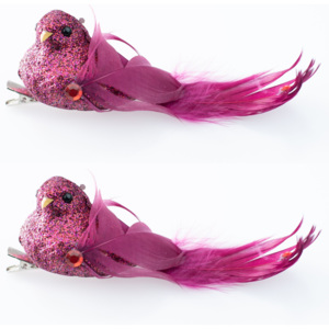 Seizis zestaw ozdób choinkowych - małe ptaki dekoracyjne, bordowe, 2 szt., BEZPŁATNY ODBIÓR: WROCŁAW!