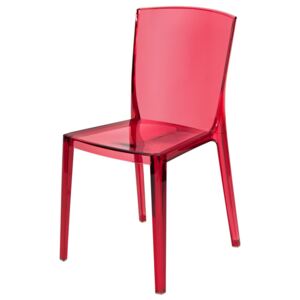 Krzesło Designerskie KING transparentny czerwony kolor: czerwony transparentny, Materiał: poliwęglan