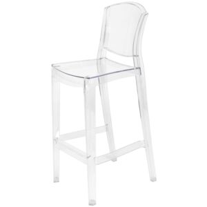 Krzesło Designerskie barowe LOTUS transparentne H65 kolor: bezbarwny (transparentny), Materiał: poliwęglan