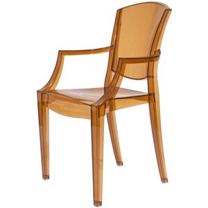 Krzesło Designerskie PEONY transparentne brązowe kolor: brązowy transparentny, Materiał: poliwęglan