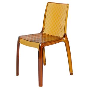 Krzesło Designerskie CARMEN transparentne brązowe kolor: brązowy transparentny, Materiał: poliwęglan