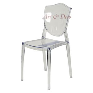 Krzesło Designerskie PRINCESS styl Glamour transparentne bezbarwne kolor: bezbarwny (transparentny), Materiał: poliwęglan