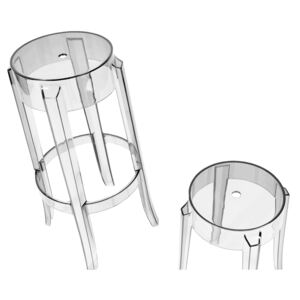 Designerski stołek barowy/HOKER bezbarwne transparentne h 76 kolor: bezbarwny (transparentny), Materiał: poliwęglan