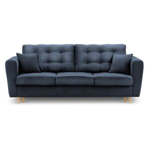 Niebieska rozkładana sofa ze schowkiem Kooko Home Highlife