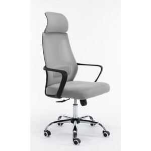 Szary obrotowe krzesło komputerowe, fotel biurowy na kółkach