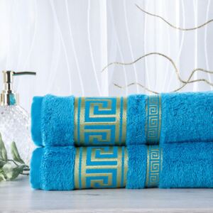Zestaw 2 ręczników bambusowych ROMA turkusowy 50 x 100 cm