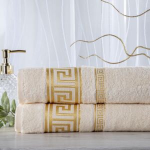 Zestaw 2 ręczników bambusowych ROMA kremowy 50 x 100 cm