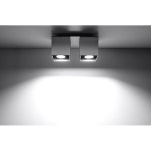 SOLLUX Kwadratowa lampa sufitowa podwójny plafon Quad 2 Szary kostka LED!