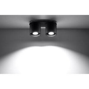 SOLLUX Okrągła lampa sufitowa plafon podwójny Orbis 2 Czarny walec LED!