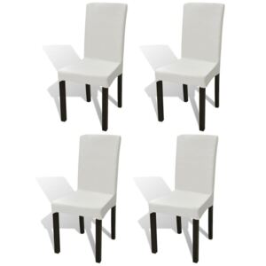 Elastyczne pokrowce na krzesło w prostym stylu kremowe 4 szt