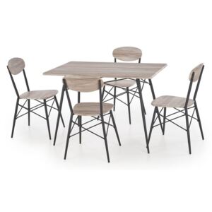 Stół + 4 krzesła Halmar KABIR dąb san remo czarny