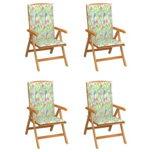 Rozkładane krzesła ogrodowe z poduszkami, 4 szt., drewno tekowe