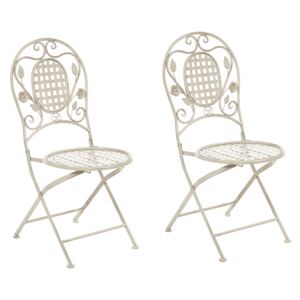 Zestaw 2 krzeseł ogrodowych złamana biel metalowy składany postarzany na balkon taras odporny na promieniowanie UV rdzę styl retro Beliani