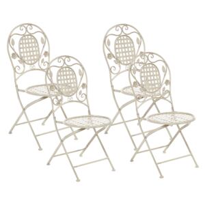 Zestaw 4 krzeseł ogrodowych złamana biel metalowy składany postarzany na balkon taras odporny na promieniowanie UV rdzę styl retro Beliani