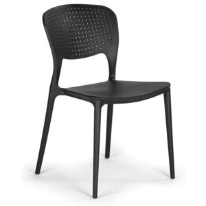 Plastikowe krzesło do jadalni EASY, czarne, 4 sztuki