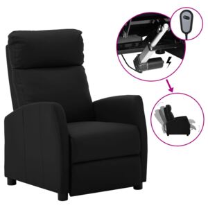 Elektryczny fotel rozkładany, czarny, sztuczna skóra