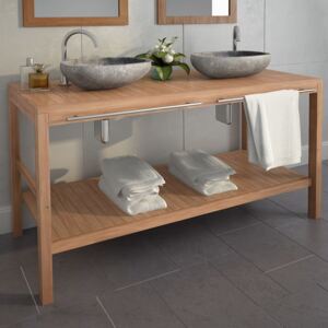 Szafka łazienkowa pod 2 umywalki, drewno tekowe, 132x45x75 cm