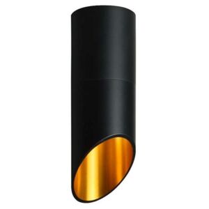 Downlight LAMPA sufitowa SARATOGA ZT-805-CZARNA Auhilon metalowa OPRAWA natynkowa LED 5W 3000K ścięta tuba MOMO czarna złota