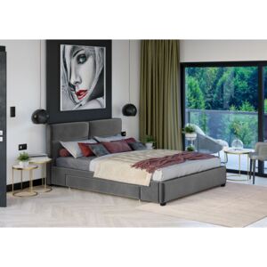 Łóżko z materacem tapicerowane 140x200 p-75 ciemny popiel