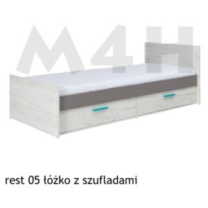 REST _05 łóżko z szufladami bez materaca dąb craft biały /popiel