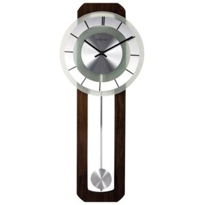 NEXTIME Zegar ścienny Retro Pendulum, brązowy, srebrny, 32x80x6,8 cm