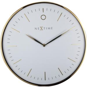 NEXTIME Zegar ścienny Glamour, biały, złoty, 40x4,8 cm