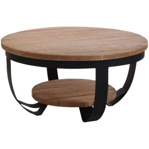 Stolik kawowy drewniany, 2 poziomy, okrągły, Ø 70 cm