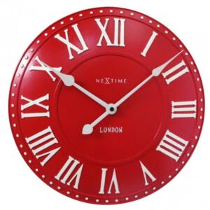Zegar ścienny NEXTIME London Roman, czerwony
