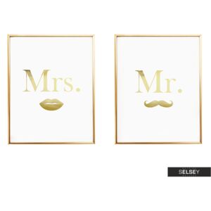 Plakat Mr Mustache & Mrs Lips – Zestaw 2 Plakatów