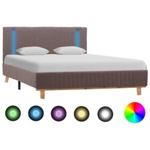 Rama łóżka z LED, taupe, tkanina, 140 x 200 cm
