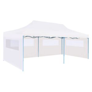 Składany namiot ze ścianami bocznymi, 3 x 6 m, stal, biały