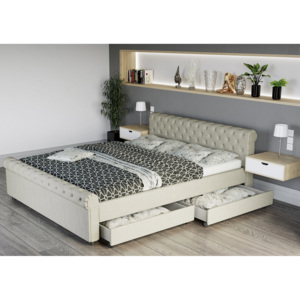 Łóżko z materacem tapicerowane 180x200 1807d beż