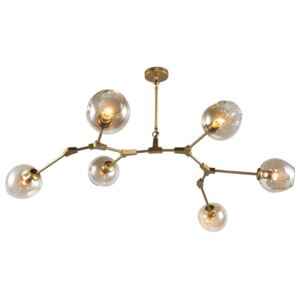 LAMPA wisząca CGCHEMISTRY6GOLD/AMBER COPEL modernistyczna OPRAWA molekuły zwis złoty bursztynowy